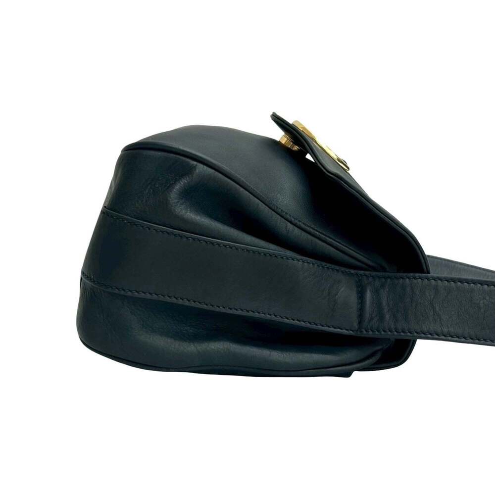 GUCCI (Old Gucci) Vintage Horseshoe Leather Shoulder Bag/Pochette, Navy, i36-8 - Picture 6 of 10